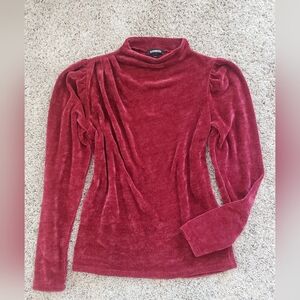 Express Burgundy Long Sleeve Chenille Top